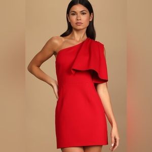 Lulus Steal the Scene Red One-Shoulder Mini Dress